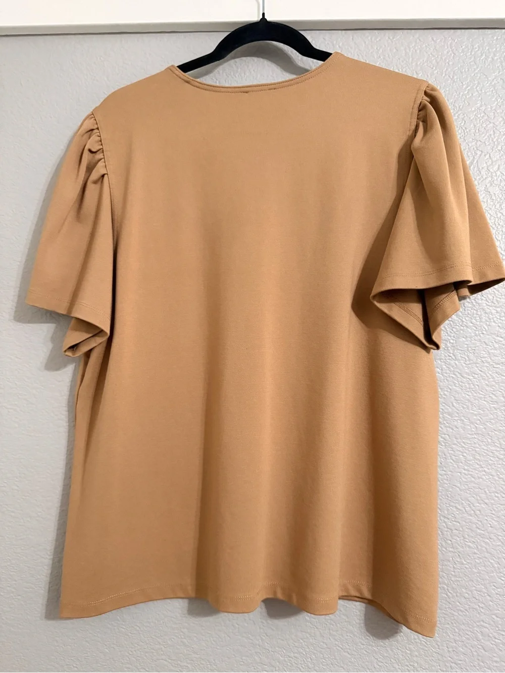 Ann Taylor Tan Puff Sleeve Short Sleeve Tee - Picture 2 of 5